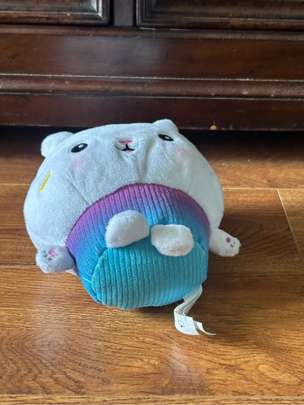 Plush Cupcake Kitty Toy in White with Rainbow Base